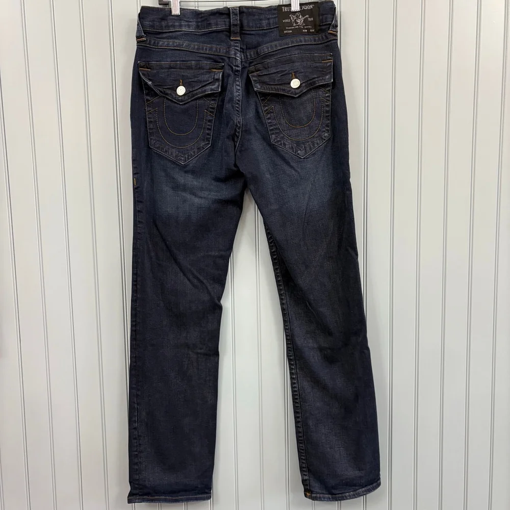 Men's True Religion Ricky Flap Blue Straight Jeans Waist 34